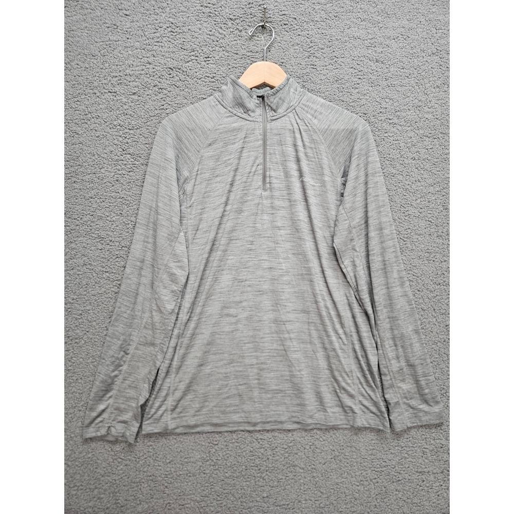 Eddie Bauer 1/4 Zip Pullover Medium Gray Space Dye FreeDry Hiking Athletic Top